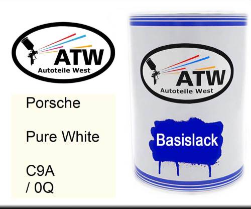 Porsche, Pure White, C9A / 0Q: 500ml Lackdose, von ATW Autoteile West.